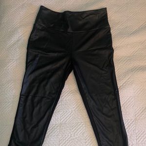 Half & half pleather/faux leather leggings